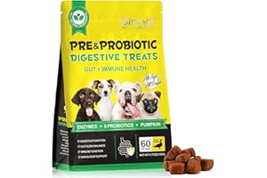 CIAIPLW Probiotics for Dogs -Probiotic Chews for Gut Health, Itchy Skin Yeast, Diarrhea - Immune Support Supplement - Dog Digestive Support & Allergy Relief Chews with Enzymes, Duck Flavor, 60 Soft Chews