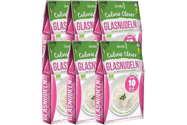 Shirataki Slendier pâtes de konjac biologique - paque de glass noodle Style (6 x 250 g)