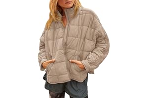 GeGekoko Damen Leichte Winterjacke Packbar Oversized Steppjacke Kurz mit Reißverschluss Wasserabweisende Kurzer Daunenmantel