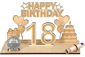 ‎GIFTOTA Giftota Originelle Geldgeschenk 18. Geburtstag, Kreative Geldgeschenk Holz mit Gedenkmünzen, Geschenke zum 18 Geburtstag Mädchen Junge