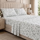 THE ONE HOME Bed Sheet Set 150x190/200cm 100% Breathable Cotton | Set of 4 pieces: Fitted sheet, 360&deg; elastic, top sheet, 2 p
