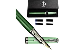 YUN CHUN YUNCHUN Fountain Pens Set for Writing, Fancy Medium Nib Ink Pens of Morandi Color with 5 Black and 5 Blue Refills Cartridges, Best Pen Gift Set for Men & Women, Office Professional Pen for Work, Green