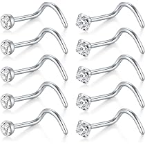 Dochais Anneaux Piercing Nez 4 Pièces - Acier Inoxydable 18G/20G/16G, 8mm/10mm, Pour Septum, Helix, Daith - Argent, Or