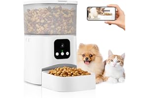 KIEYEENO Distributore Automatico Cibo Gatti, 3L Dispenser Cibo Gatti con Fotocamera 1080P, 2,4G Wifi+Bluetooth, Funzione Timer e Registrazione Vocale