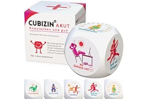 GLÜCKSGUT® Anti-Stress-Würfel | Cubizin | Lustiger Stresswürfel | 6 Motive, Geschenkbox & Anleitung | Spielzeug für Stressabbau, Kollegen & Büro Geschenk