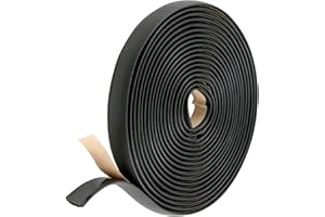 BRILEZE 5M Auto Seal Weather Stripping Black Rubber Sealing Strip Trim Cover Car Trim Edging Cover Self Adhesive Beading Strips Peel and Stick Tape for Car Front Rear Windshield Sliding Doors 5m x 15mm