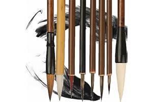 WSNDM 8 Pinceaux De Dessin National pour Débutants, Excellent Pinceau De Calligraphie, Pinceau d'Écriture, Calligraphie Traditionnelle Chinoise Brosses, Convient pour La Peinture à l'Encre Aquarelle