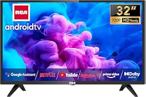 RCA Smart TV 32 Pulgadas LED HD WiFi Android Televisor con Google Assistant, Control por Voz, Google Play Store, Bluetooth, Chromecast Incorporado