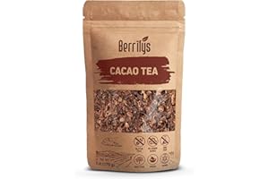 Berrilys Cacao Tea – Loose Leaf with a Chocolaty Taste, Made from Roasted Cacao Nibs. Smooth, aromatic, and rich, it delivers a warm, satisfying experience in every cup.