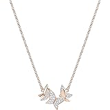 Collier Swarovski Lilia, cristal blanc, petit, métal doré rose, pour femme