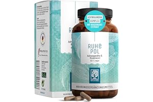 ‎NATURTREU NATURTREU® Ruhepol - Ashwagandha Kapseln hochdosiert - 120 vegane Kapseln - 500 mg Ashwagandha pro Tag - Ashwagandha Komplex mit Rosenwurz-Extrakt - ohne unerwünschte Zusatzstoffe - laborgeprüft