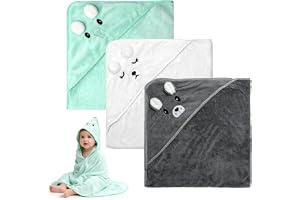 VOSSOT 3 stycken babyhanddukar med huva, 80 x 80 cm huvhandduk baby, babyhanddukar, huva, handdukar bebisar, badhandduk söt handduk med huva, badhanddukar, handdukar för spädbarn, nyfödda