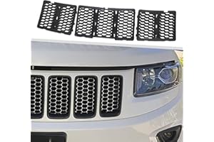 JIMEN 3PCS Honeycomb Grill Inserts Compatible with Jeep Grand Cherokee 2014-2016 (Black)