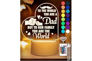 DJLLA Gifts for Fathers Day Dad, Dad Birthday Gifts - Acrylic Night Light, Personalised Dad Gift Fathers Day, Presents for Dad Bedside Lamp Present with 16 Colors, Remote Control