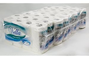 Vella 64 Rollen Kleinrollen Toilettenpapier 2-lagig weiss aus Zellstoff Frischfasern 250 Blatt je Rolle im 8 x 8 Sparpack
