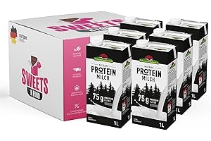 Schwarzwaldmilch Protein Milch – Fettarm Proteinmilch 6er Pack (6 x 1L) | Mit stylishem SWEETS´N FOOD Packband verpackt