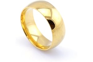 Vault 101 Limited 18k Gold Plated Men's Women's Stainless Steel Wedding Band Ring (8mm Wide)