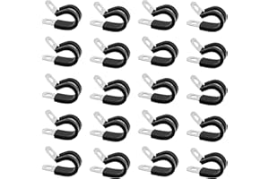 ALAHUGYEF 20 PzFascette Stringitubo con Inserto in Gomma, 10mm Morsetto a P per Tubo Flessibile, Fascette Fermacavi, Fascette Fermacavo a Vite in Acciaio Inox per Cavi in Gomma(10 mm)