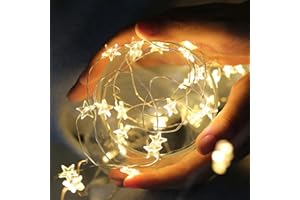 ‎ENLACE ENLACE Lichterkette Sterne, 2M 20 LED Micro Stern Draht Lichterketten, Lichterkette Kinderzimmer Batteriebetrieb, Warmweiß Dekolicherkette für Kinderzimmer, Schlafzimmer, Hochzeit, Weihnachten Deko