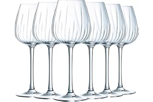 Cristal d'Arques Paris - Collection Swirly - 6 Verres à pied 35cl - Fabriquées en France - Emballage renforcé
