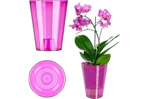 ‎KADAX KADAX Plastikowa doniczka na kwiaty, smukła doniczka na storczyka, minimalistyczna doniczka na rośliny, owalna doniczka do salonu, na parapet (⌀ 12 cm, okrągła, różowa)