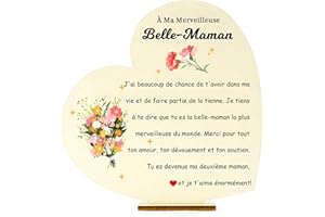 FAJUXIS Cadeau Fete des Mere Cadeau Belle Mere Plaque en Bois Cadeau pour Belle Mere Cadeau Belle-Mère Cadeau Anniversaire Belle Mere Cadeau Belle Maman Idee Cadeau Belle Mere Cadeau Belle Mere Noel