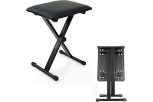 Portable Piano Keyboard Stool Folding Padded Chair Bench Seat Black Adjustable ® Crystals