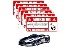 WUSJCOF Juego de 6 pegatinas de información, Alarma Sistema de Seguimiento, adhesivo interno, Atención Advertencia, coche, alarma-asegurado para caravana y adesivos para coches (10 x 5 cm)
