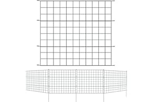 Ikodm Valla de jardín, total de 387.5 cm de largo x 99 cm de alto, 5 elementos de valla, 6 barras de fijación, vallas decorativas de jardín y bordes de metal inoxidables para perros, Recto, verde