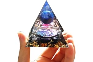 BESORGONE Pyramide Orgonite Lapis Lazuli faite à la main, sphère de cristal avec pierre d'obsidienne, Protection d'énergie Reiki, Chakra Orgone de guérison
