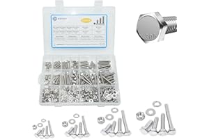 WZHUIDA 600 Stück M3 M4 M5 M6 Sechskantschrauben und Muttern Set, Edelstahl Sechskant Schrauben Muttern und Unterlegscheiben Sortiment Kit, Maschinenschrauben mit Vollgewinde