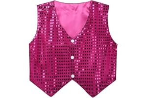 Freebily Chaleco Niños de Danza Hip Hop Jazz con Lentejuelas Disfraz de Baile Callejero Fiesta Actuación Adultos Ropa de Escena Brillante Infántil