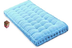 ILIEMAO Matelas de Sol capitonné ou Coussin pour Banc de Jardin 1/2/3 Places, Banquette et Chaise Longue Palette, 170 cm, 180 cm, Coussin pour Banc 150 cm Exterieur Interieur sur Mesure(Sky Blue 1d,180x55 cm