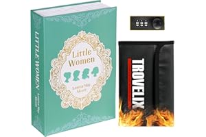 Sekam Buchtresor mit Zahlenschloss,Versteckter Safe (24 x 15 x 5,5cm) mit Feuerfester Tasche,Buchbox Versteckte Aufbewahrung,Geldverstecke für Zuhause,Geldkassette Buchsafe für Bargeld(Little Women)