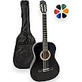 AMROVA - Guitare Classique Adulte 4/4 Droitier + Housse Sac à Dos + 6 Médiators + Cours Vidéo Offerts – Cordes Nylon, Livrée Accordée (Noir, 4/4, Droitier)