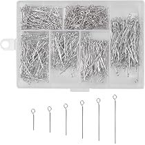 SUNNYCLUE - 600 Perni A Occhiello In Acciaio Inox 3 Misure Per Gioielli Fai-da-Te (1.2/1.6/2 Pollici)