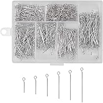 SUNNYCLUE - 600 Perni A Occhiello In Acciaio Inox 3 Misure Per Gioielli Fai-da-Te (1.2/1.6/2 Pollici)