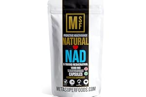 METASUPERFOODS NAD and Trans Resveratrol | 99% Super Strength Anti Ageing | (1600mg) Serving | 60 High Strength Capsules NAD+ | Vegan with Piperine Max Absorption