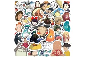 Yangsiw Hayao Miyazaki Lot de 50 autocollants de dessin animé japonais Studio Ghibli pour ordinateur portable, voiture, téléphone, bouteille d'eau, skateboard, valise, guitare, pad
