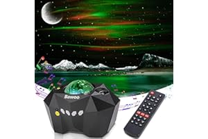 Bawoo Proyector Estrellas, Galaxia, Aurora Polar, con Altavoz Bluetooth, Control Remoto, Múltiples Modos de Luz Decoración Infantil para Dormitorio/Fiestas, Regalo para Niños/Amigos