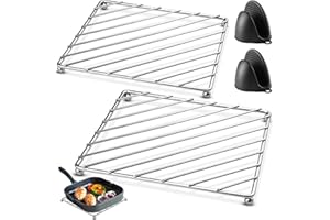 BITEFU 2 salvamanteles de metal, 18,5 x 18,5 cm, agarraderas con 2 asas de silicona para cuencos de cocina, sartenes pequeñas, teteras