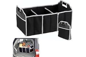 plastific - Car Boot Organiser - Non-Slip Tidy Boot Bag - Multi-Compartment Large Anti Slip Car Boot Tidy Storage - Essential Car Accessories And Heavy Duty Shopping Travel Holder For SUV, Car