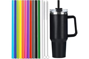 ALINK 12 Pack Farbe Ersatz Strohhalme für Stanley 40 oz 30 oz Tumbler, 12 in langen wiederverwendbaren Kunststoff-Strohhalme für Stanley Cup Zubehör, halbe Gallone Krug, Plus 2 Pinsel