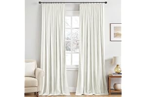 MIULEE Tende Velluto con Fettuccia Arricciatenda 2 Pezzi Altezza 280 CM, Tenda Velluto per Camera da Letto Soggiorno, Tende Velluto Bianco Avorio Interni Finestra Oscurante Termica