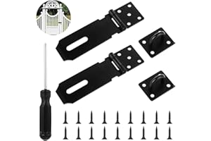 LIANGDIAN Vorhängeschloss Haspe 2 Stück Edelstahl Schloss Überfalle, Abschließbar Schwarz Sicherheitsüberfalle mit Schrauben und Schraubendreher, Türriegel Haspe für Tore Schubladen Schränke Fenster (13 * 4cm)