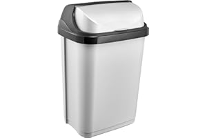 keeeper Poubelle avec Couvercle Coulissant, 10 L, Rasmus, Argent