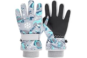 TONIFAY Handschuhe Kinder Winter Schneehandschuhe Skihandschuhe Fahrradhandschuhe für 2-13 Jahre Mädchen Jungen PU Palme Wasserdicht Winddichte Warm Fleece Winterhandschuhe Skifahren Snowboard