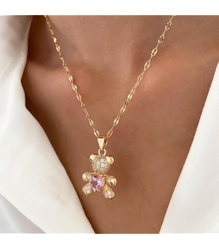 Collier Imposant Ikita Paris Chaîne Pendentif Poupées Ours Métal émail - 58cm