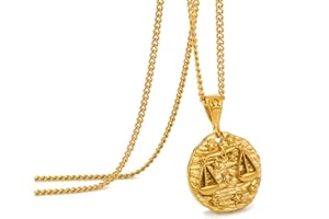 Speroto Zodiac Necklace - Stainless Steel 12 Constellation Necklace for Men/Women Gold/Silver Plated Matching Necklaces - Horoscope Astrology Embossed Pendant Necklace - Gifts for Women Men