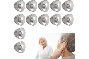 LPOLKVEMELH 12 PCS Hearing Aid Domes, Soft Silicone Replacements Black Layer Open Dome Removable Hearing Aid Eartips, 12 mm Hearing Aids Ear Tips Accessories for Moderate Elderly Hearing Loss Impairments (L)